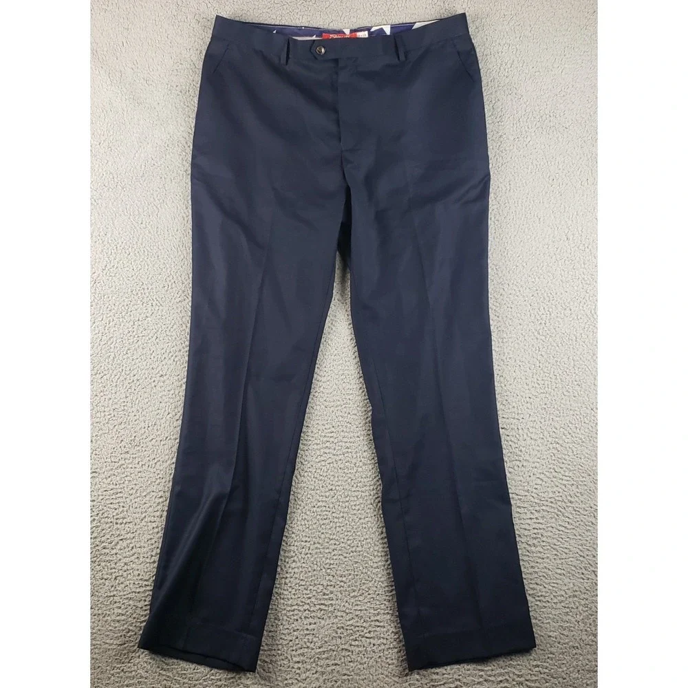 Shinesty Pants Mens 38x35 Blue Golf‎ Dress Casual Polyester Pleated NEW